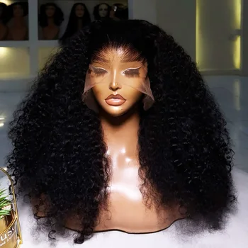 Parrucche Lace Front 360 13x4 13x6, Densità 450, Nero Naturale, Senza Colla, 100% Capelli Umani, Ricci Profondi, Pronte da Indossare per Donna