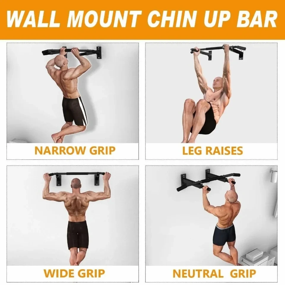 Doorway Pull Up Bar Gym Pull Accessories Wall Mounted Horizontal Bars With Wide Anti-slip Pad Home Gym Workout Chin Up Pull Up Training Bar Sport Fitness Equipment