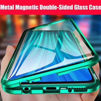 Metal Magnetic Phone Case for Samsung A54, A53, A52, A71, A51, A34 Double Sided Glass Cover for Samsung S23, S22, S21 Ultra Plus S20 FE