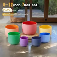 Set Of 7 PCS 440HZ 6-12 Inch Colored Frosted Chakra Quartz Crystal Singing Bowls Sound Healing Instrument with 2 PCS Travel - Image 2