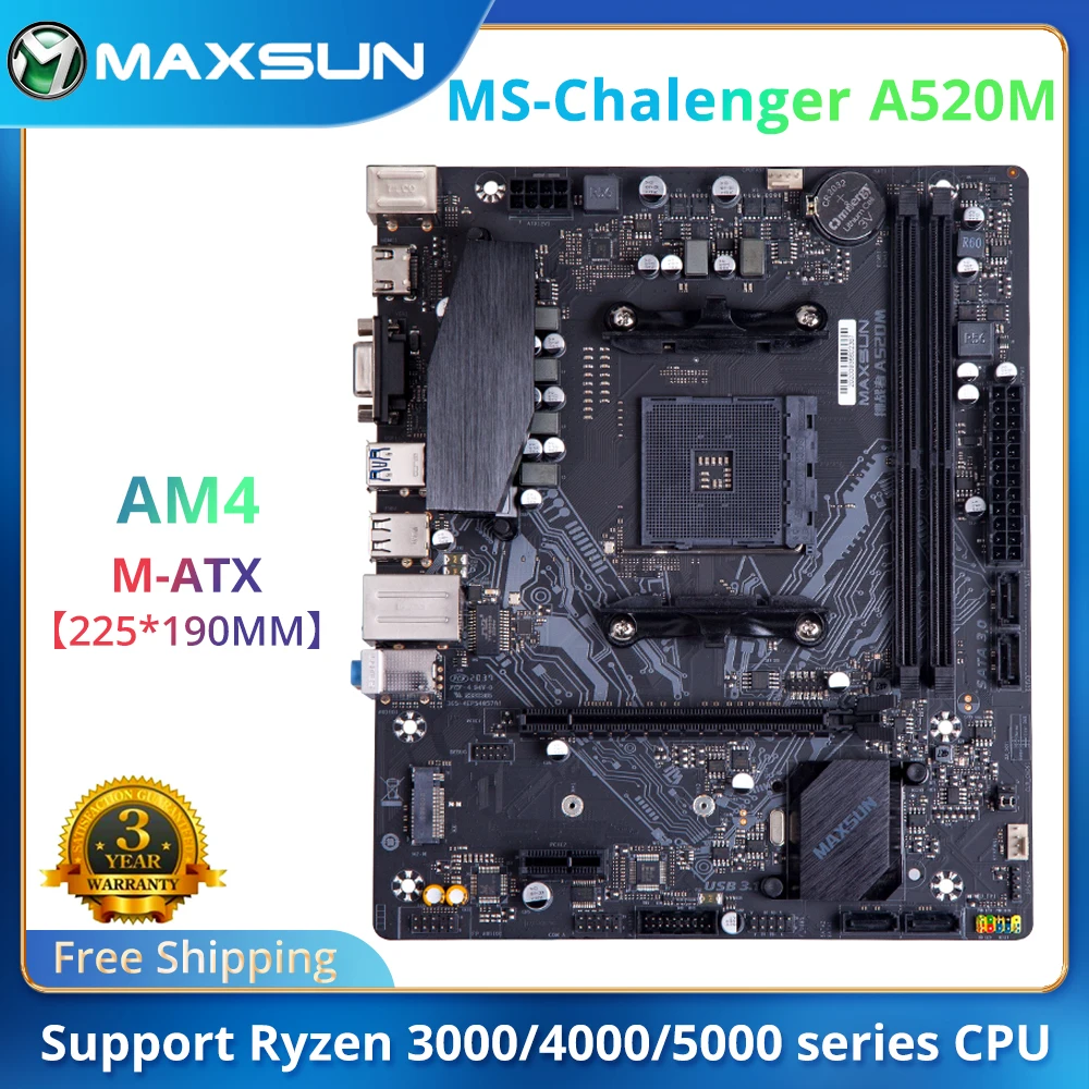 MAXSUN New Challenger A520M Motherboard Dual channel DDR4 Memory M.2