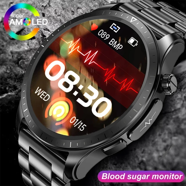 ABPWO 2024 Reloj Medidor Glucosa, Reloj Inteligente Tension Arterial, 1,43”  Smartwatch ECG con Llamadas, Medición De Ácido Úrico, Colesterol Total,  Temperatura Corporal (Color : Red Silicone) : : Electrónica