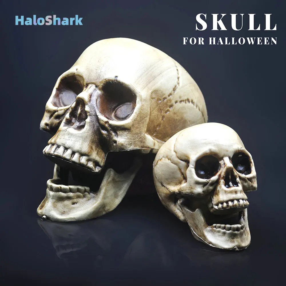 Skull Decor Prop Skeleton Head Plastic 11 Model Halloween Style Haunted House Party Home Decoration Game Supplies High Quality