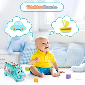 Baby Toy Cartoon Musical Instrument Bus Baby Toys Hand Knock Girl Boy Piano Education For 12-18 Months Baby Toy Gift 5