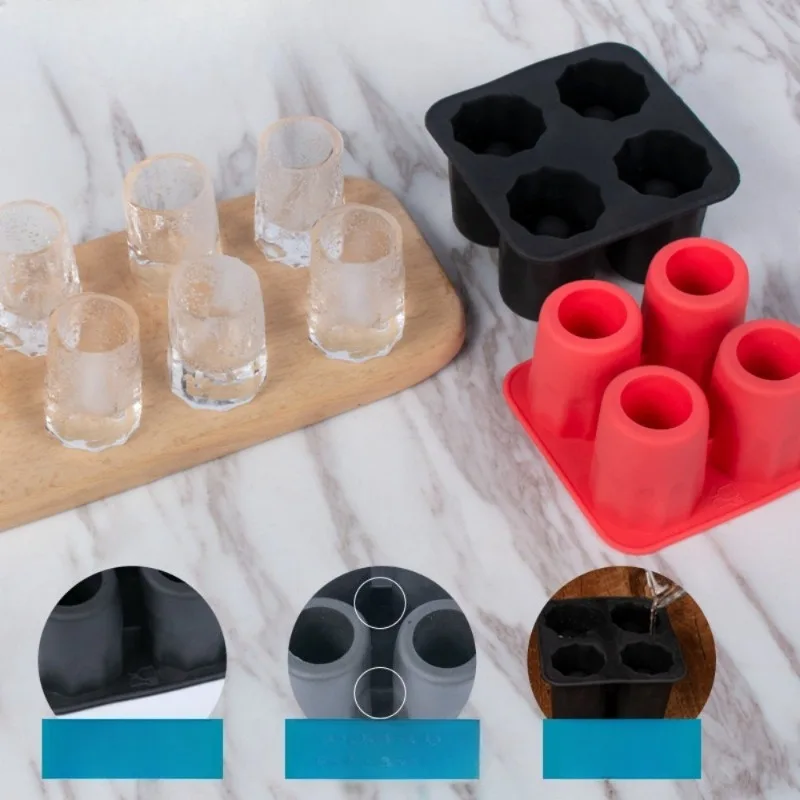 Ice Cube Trays 4-Hole Design Reusable for Whiskey and Cocktail Ice DIY Ice Making Mold Ideal Bar Accessory Suitable for Desserts
