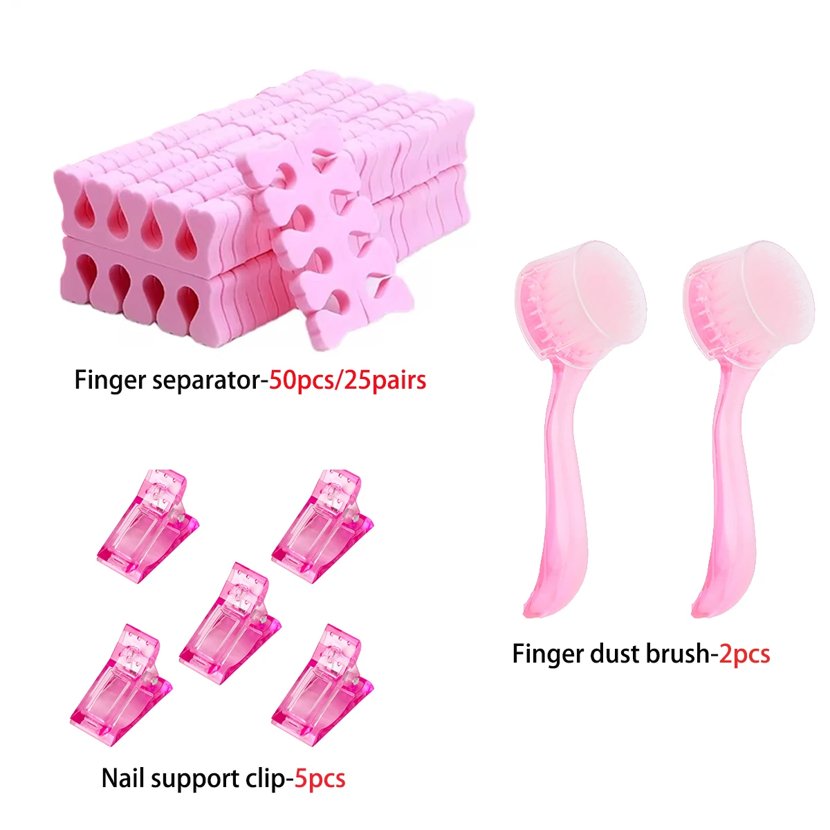 32pcs finger separator assisted extension nail mold fixing crystal clip finger dust cleaning brush nail art creation