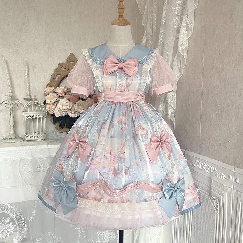 

Japanese Sweet Kawaii Lolita Dress Women Victorian Vintage Princess Party Wedding Dresses Girly Lace Bow Elegant Lolita Clothing