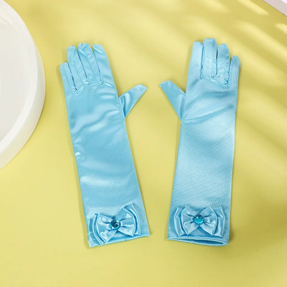 Fairy Tale Princess Sleeves Princess Elsa's Clothing Accessories Ice And Snow Fantasy Bow Gloves Fashionable Printed
