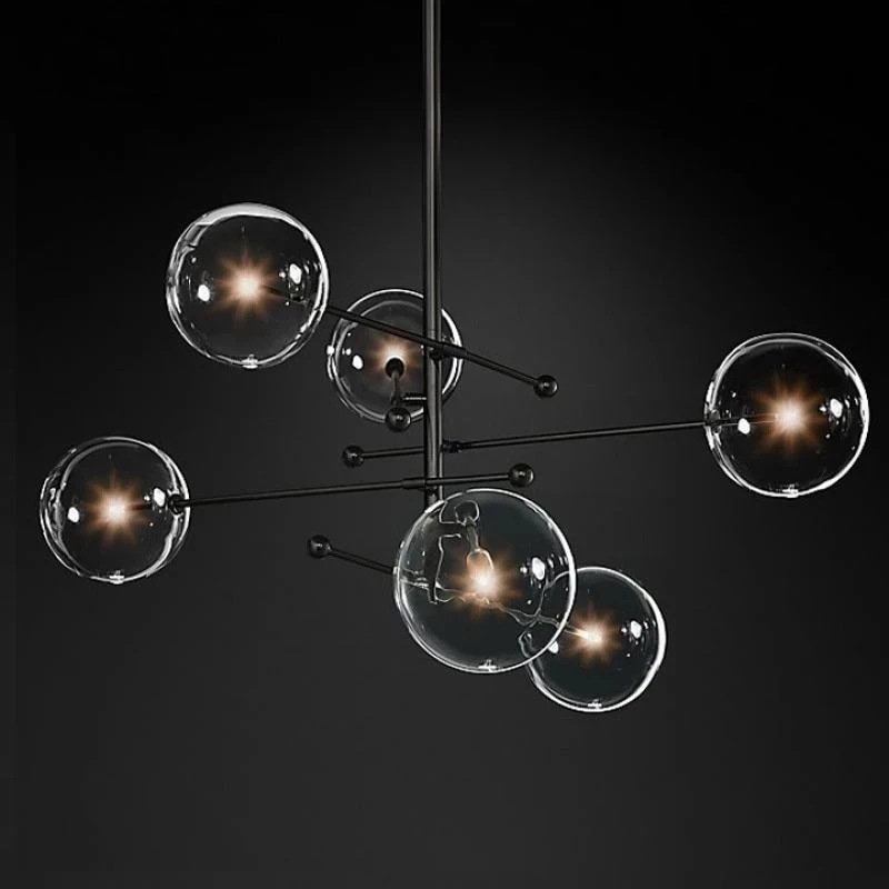 Modern Bronze Glass Pendant Light Glass Bubbles Chandelier Study Living Room Restaurant Hanging Lamp Room Decor