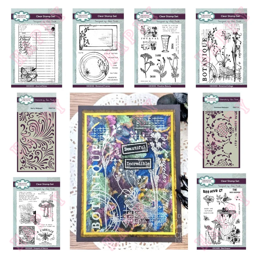 

New Clear Stamps And Stencil Butterflies Flowers Insects Mushrooms DIY Scrapbook Diary Decoration Paper Craft Embossing Template