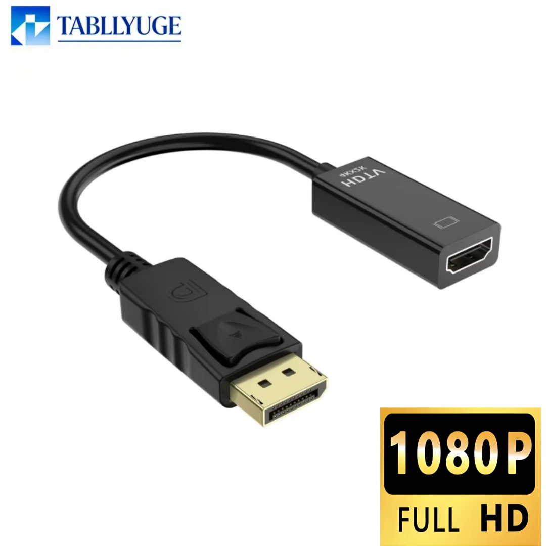 4K DisplayPort to HDMI Converter – Male to Female Video Adapter Cable for High-Resolution Display