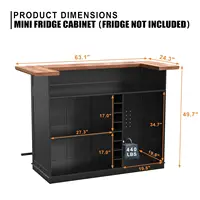 Home Bar Unit with Fridge Space, U-Shape Liquor Wine Cabinet, 63.1" Mini Bar Table with Storage for Basement or, Customized 2