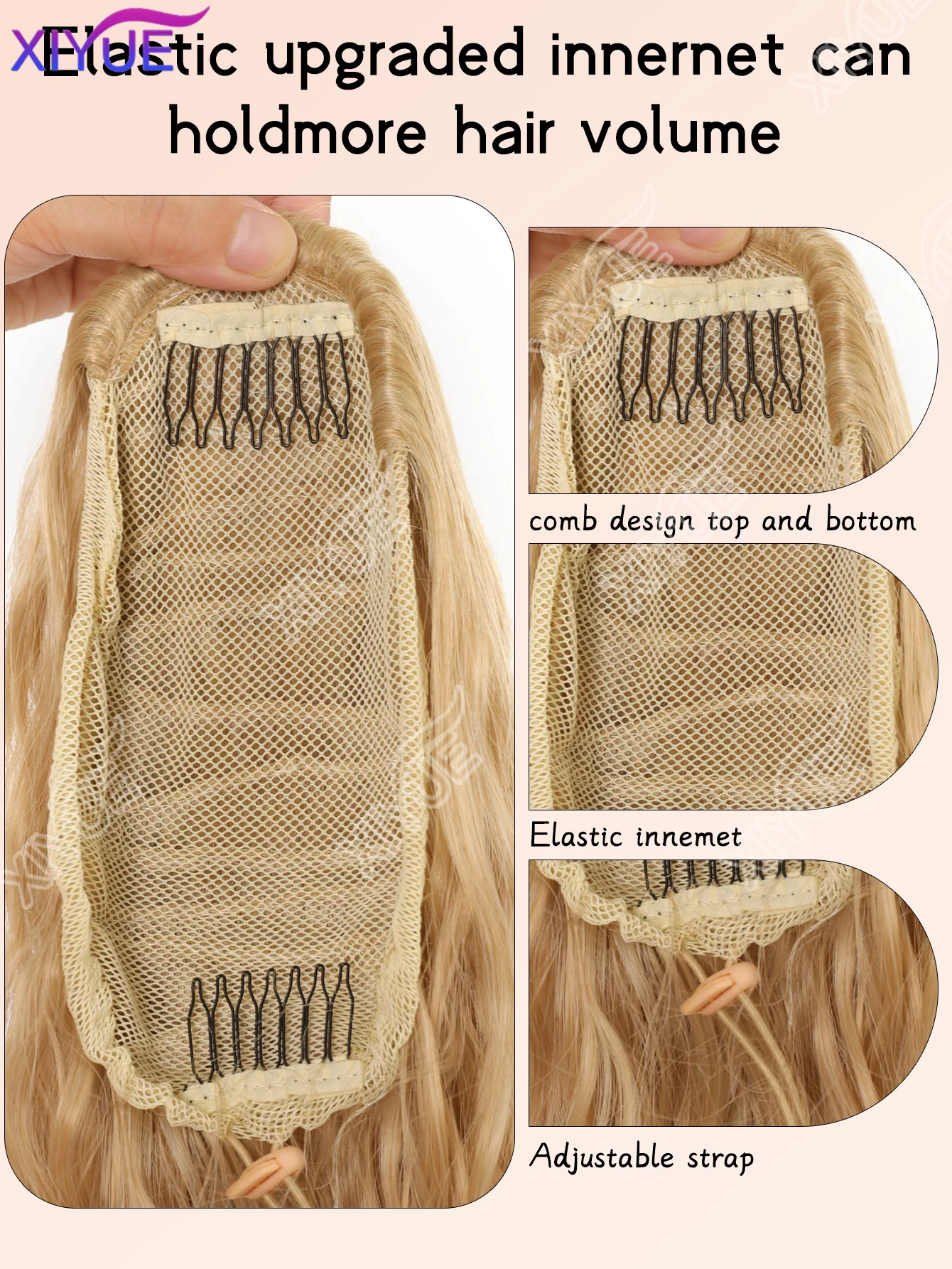 XY 36inch Synthetic Corn Wavy Long Ponytail Hair Extension wig Kinky Curly Thick Clip In Drawstring Ponytail On Hair accessory