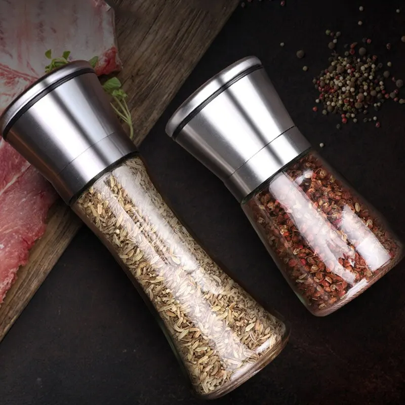 Salt Pepper Grinder Spices Bottle Seasoning Jar Stainless Steel