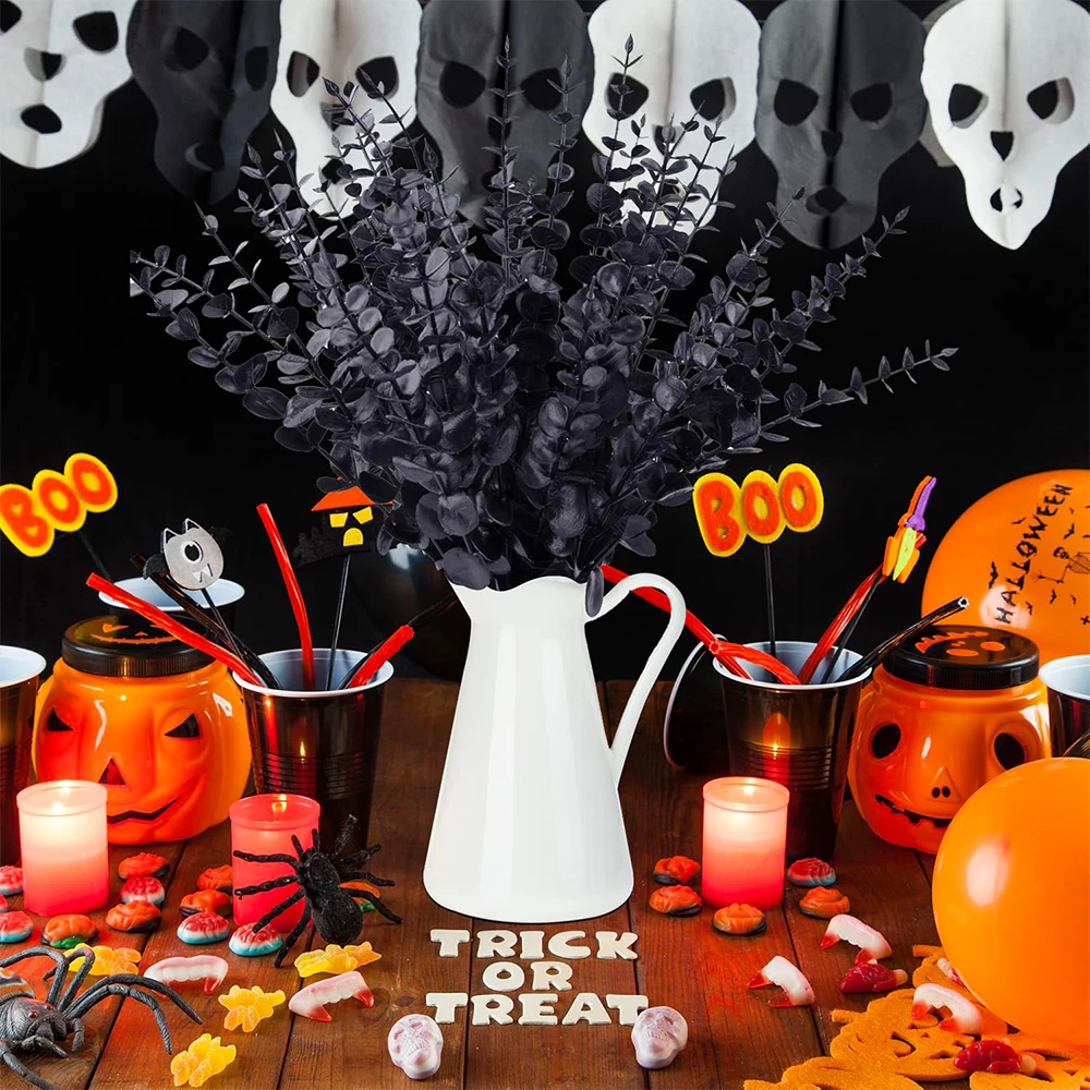 10 Pcs Black Artificial Eucalyptus Stems