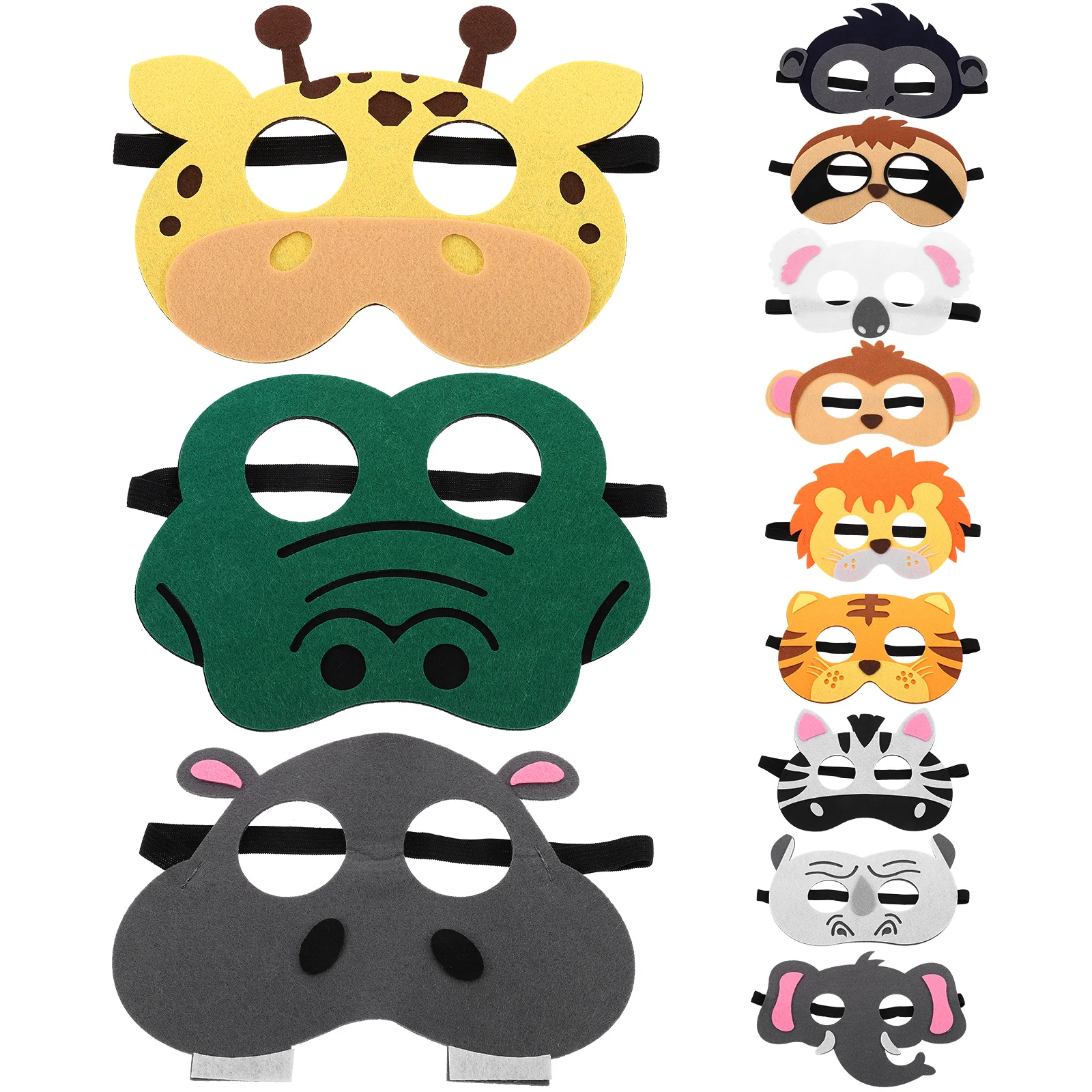 12 Pcs Halloween Children's Felt Mask Small Animal Cartoon Animation Literary Makeup Eye (animal/set) Cute Funny Masks