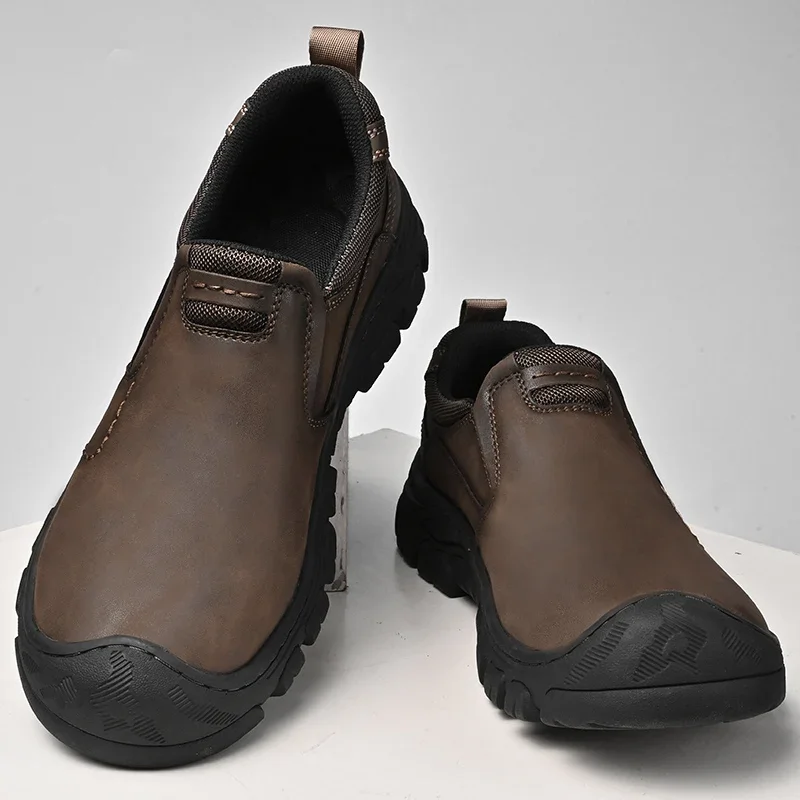 Men's Handmade Outdoor Hiking Shoes Fashion Soft Classic Driving Footwear Non-slip Walking Shoes Genuine Leather Casual Loafers 4
