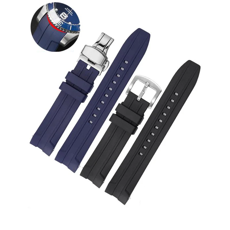 

YOPO Selected Quality Fluororubber Watchstrap Do For HydroConquest Series Arc Mouth Rubber Butterfly Buckle Watchband21mm