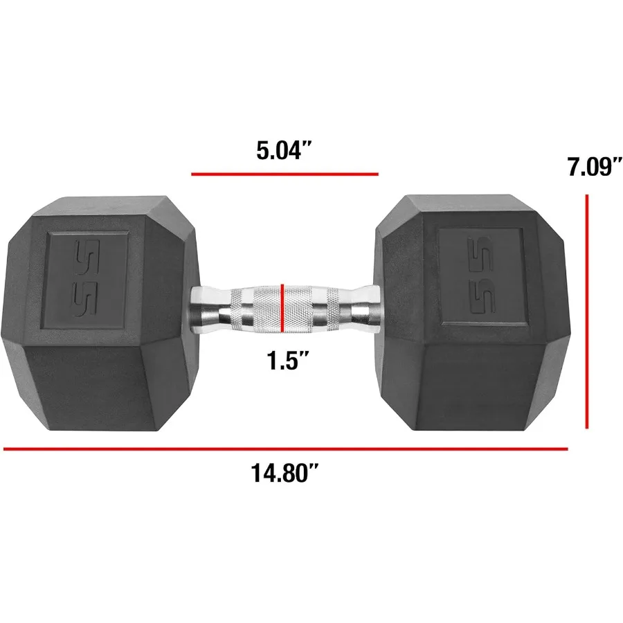 Rubber Coated Solid Steel Cast-Iron Pair Dumbbells, Rubber Hex Dumbbells, Hex Weights Dumbbells for Muscle Toning, Full Body Wor