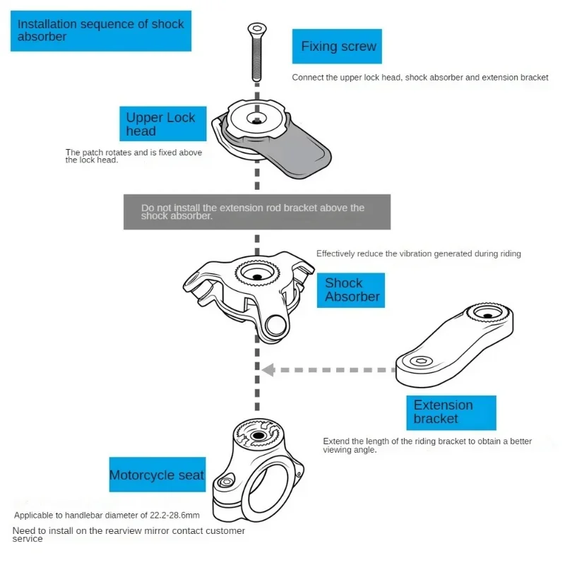 Supporto per manubrio per bici supporto per manubrio per moto supporto per telefono adattatore universale estensore per specchio Clip per smorzamento delle vibrazioni Twist Lock