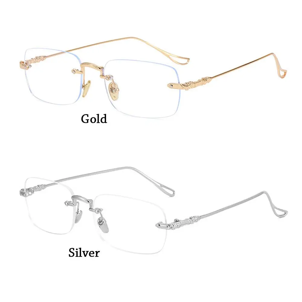 Kleine Rechteckige Rahmen Anti Blau Licht Photochrome Gläser Frauen Mental Vintage Randlose Farbe Ändern Augenschutz Brille – Detail 21