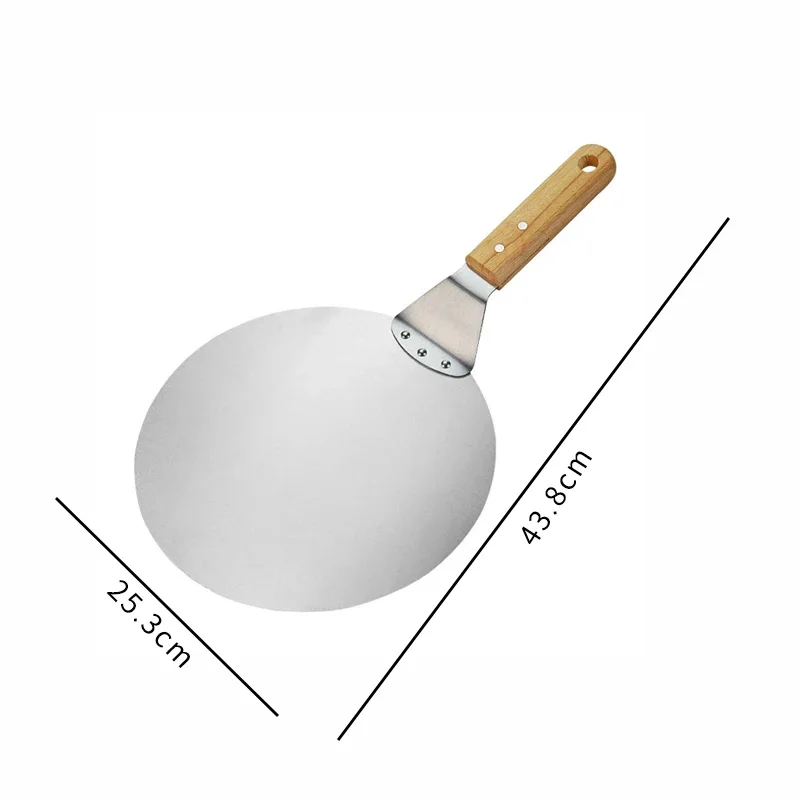 6.5/10inch Pizza Shovels Wooden Handle Stainless Steel Cake Shovel Pizza Shovel for Homemade Baking Bread Cake Tools