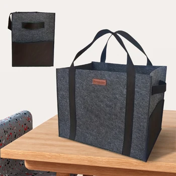 Grocery Bag Felt Tote Shopping Bag Large Reusable Tool Storage Bag Collapsible Utility Tote Handbag for Picnic Beach Pool Travel 4
