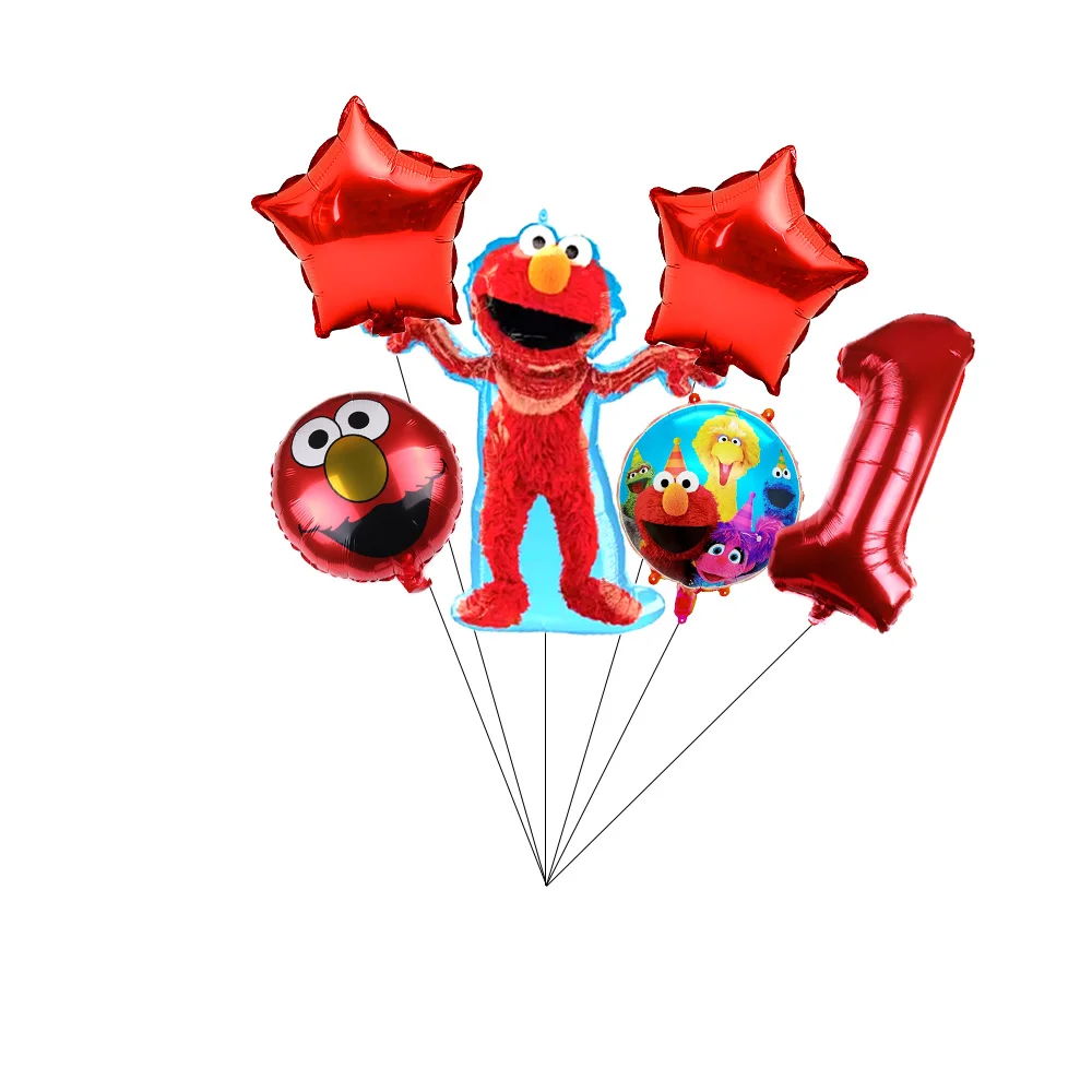 Cartoon Sesames Street Birthday Party Decor Elmo and Friends Theme Tablecloth Plate Balloon Set Cake Decor Baby Shower - Image 5
