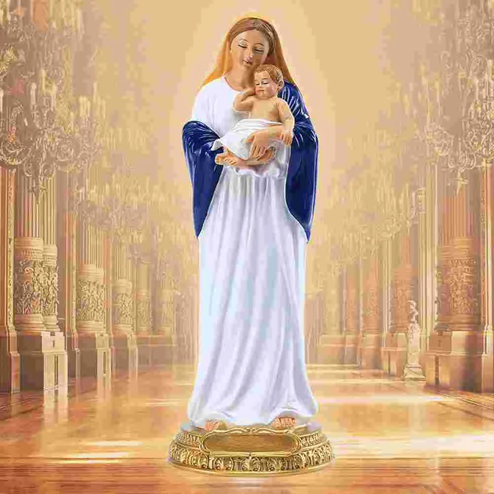 

Virgin Mary and Baby Ornament Religious Resin Statue Desktop Classical Resin Craft