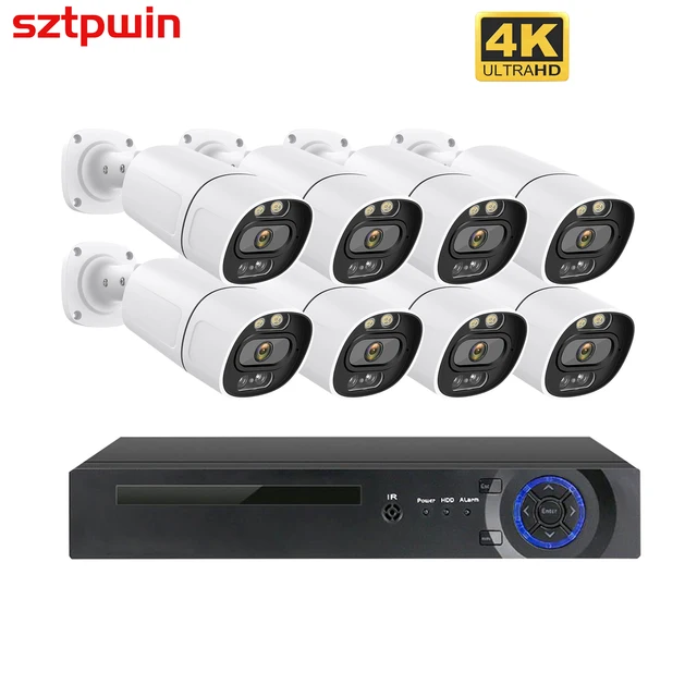H.265+ 8CH 4k 8MP POE Security Camera System Kit Audio Recorder Rj45 Face Detection IP Camera Outdoor Waterproof CCTV Video NVR