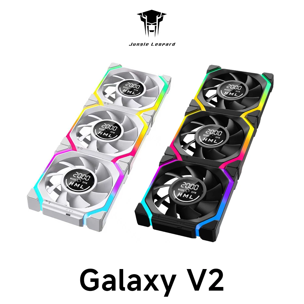 Kit 3 fans Magnéticas Jungle Leopard Galaxy v2 aRGB 5v reverse ou normal 360mm magnetica, contador RPM no meio das fan