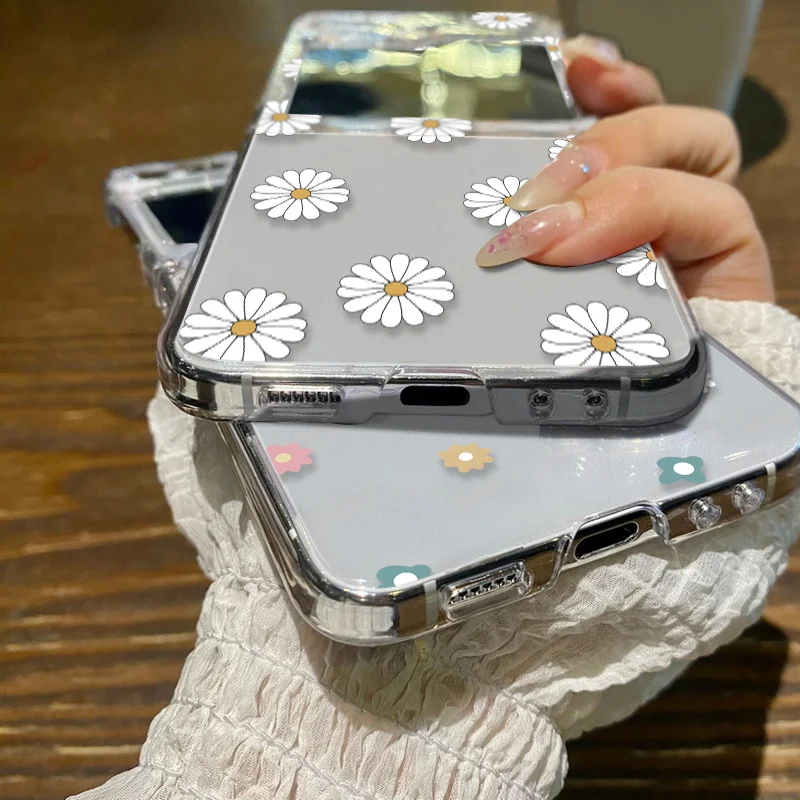 Floral Transparent Hard Cover - Flower Pattern Folding Clear Case