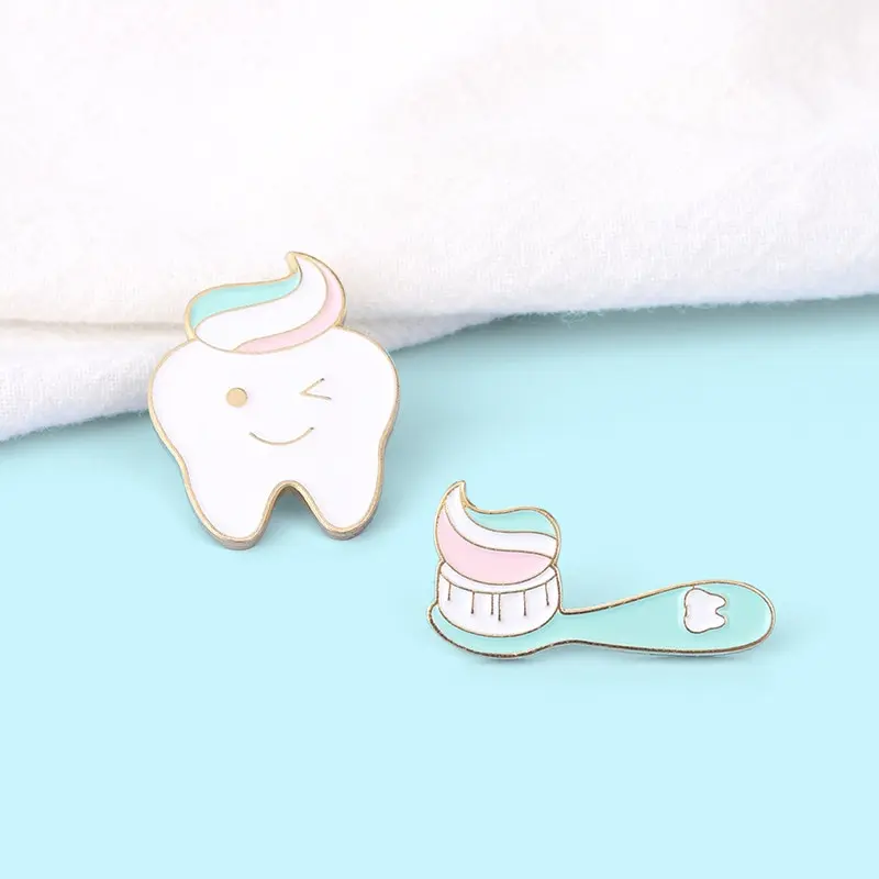 

Dentist Badge Brooch Tooth And Toothbrush Enamel Tooth Brooches Clothes Decoration Accessories Gift For Dentist