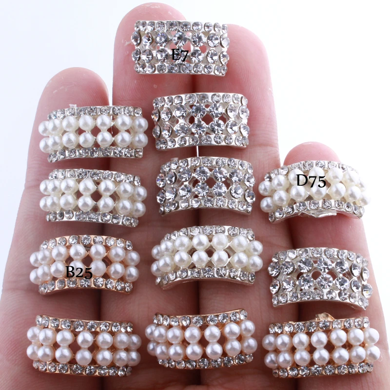 10PCS 10*20MM 세련 된 아치 모양 크리스탈 라인 석 단추 결혼식 꾸밈 라운드 진주 단추 장식