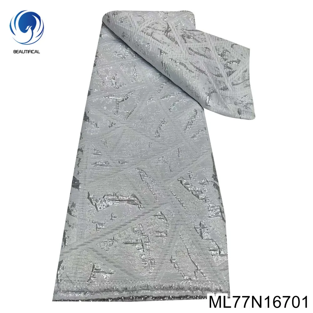 

Luxury African Brocade Jacquard Lace Wedding Dress Fabric for Women, Formal Wear, Selling, ML77N167