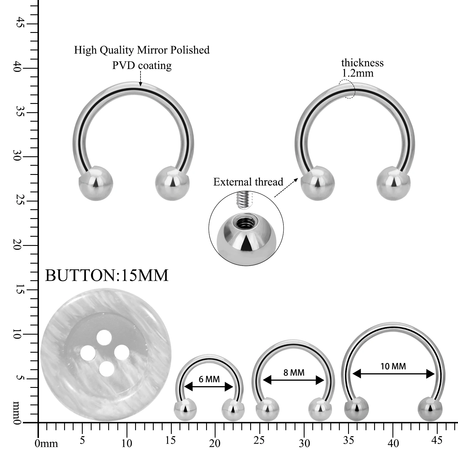 G23 Titanium Piercing Nose Stud Nose Hoop Horseshoe Spiked Cartilage Tragus Helix Ear Stud Body Piercing Jewelry 1/10PCS