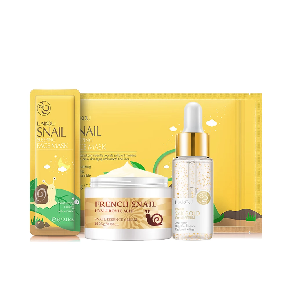 

Face Skin Care Set Snail Collagen Essence Moisturizing Collagen Face Cream & Face Serum & Facial Sleeping Mask Beauty Makeup Set