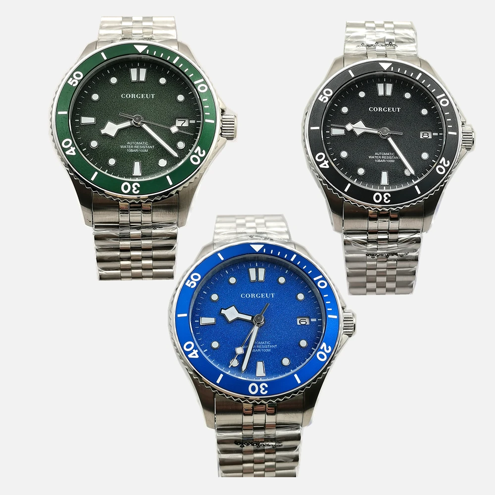 

40mm Corgeut Men's Watch Steel Strap Business Lluxury NH35 Automatic Movement Sapphire Glass
