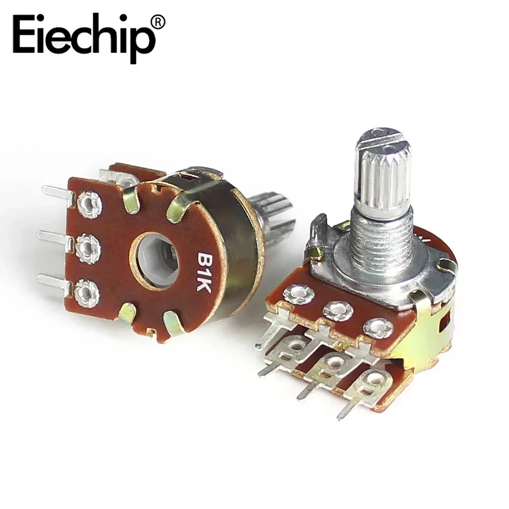 Potentiometer Kit 10PCS WH148 6Pin 15mm Shaft with Nuts and Washers Linear Potentiometers B1K-B1M