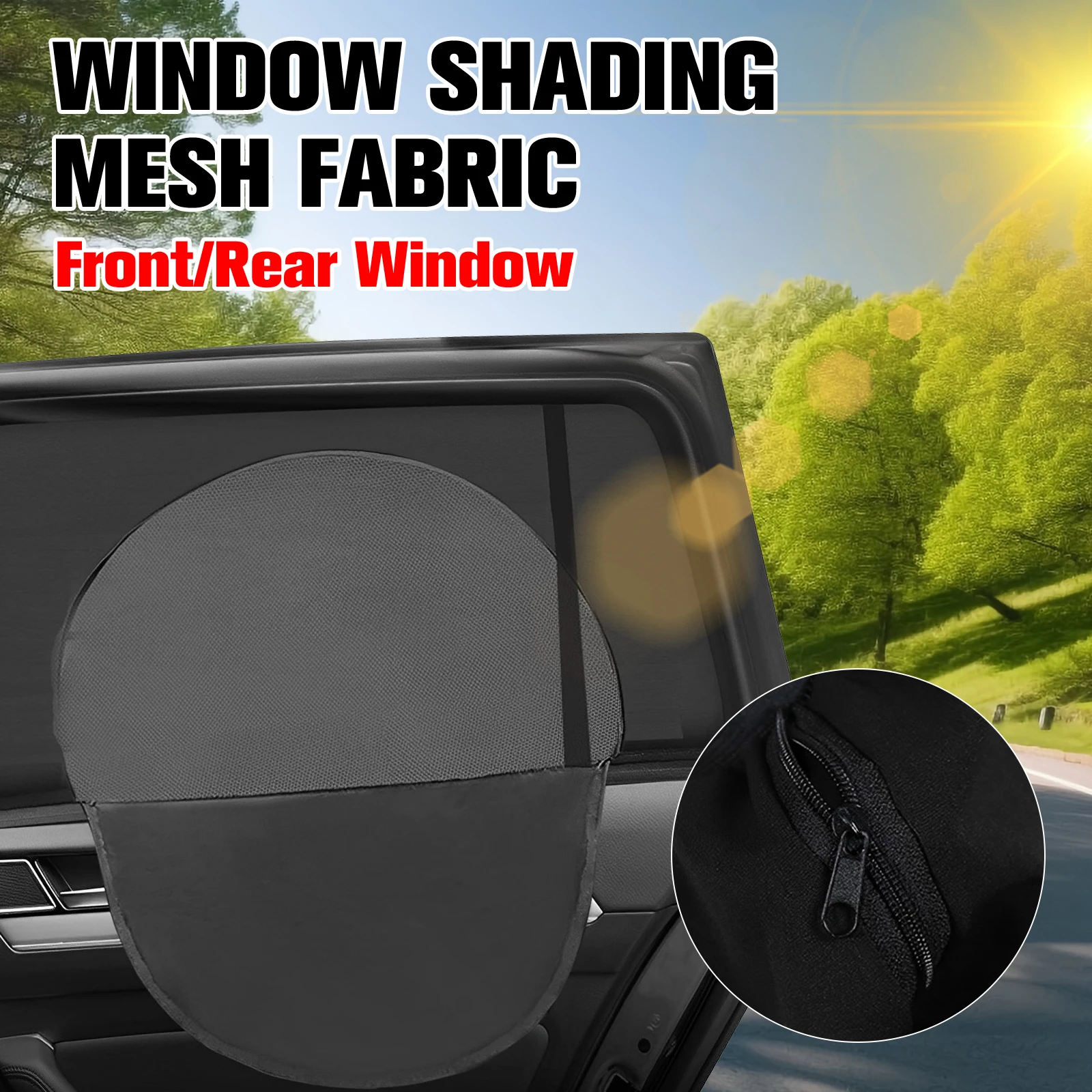 2Pcs Car Window Shade Elastic Auto Front/Rear Side Window Sun Shade Breathable Car Privacy Sunshade Curtain with Zipper