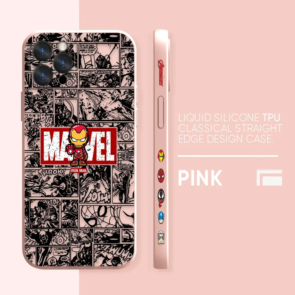 thumbnail image 1 of Case For iPhone 14 13 12 11 Pro XS Max Mini X XR 7 8 6 6S Plus Colour Simple Liquid Silicone Case Marvel Iron Spider-Man Comics, 1 of 5