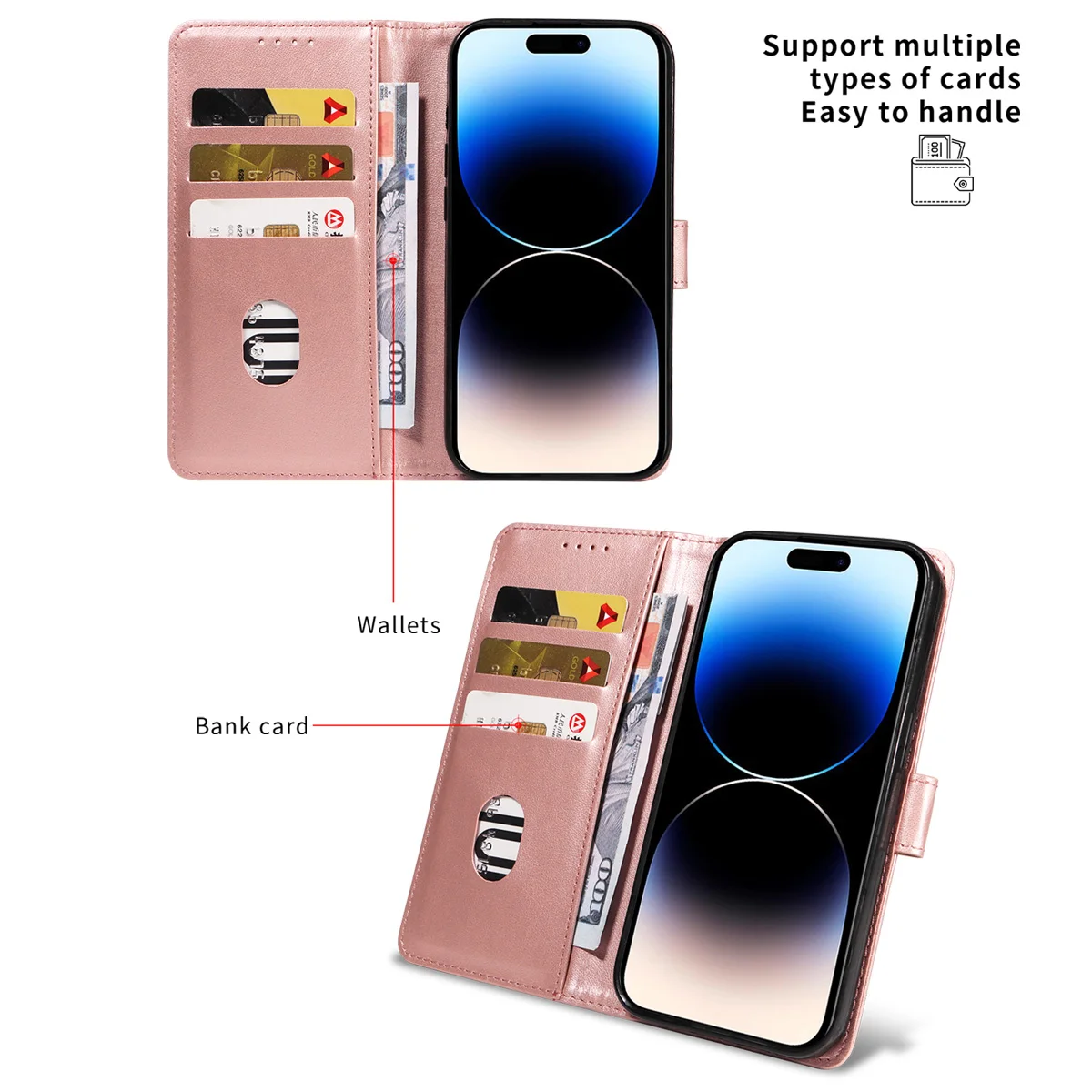 For Xiaomi Redmi 14C 13C 12 11A 10C 10A 10X 11prime 9T 9CNFC 9i A1 A2 A3 K60 Wallet Card Slot Anti-drop Faux Leather Phone Case