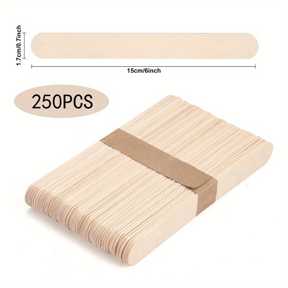 250 מקלות עץ טבעיים למלאכות יד, פרויקטים אמנותיים בבית, ציוד לכיתה