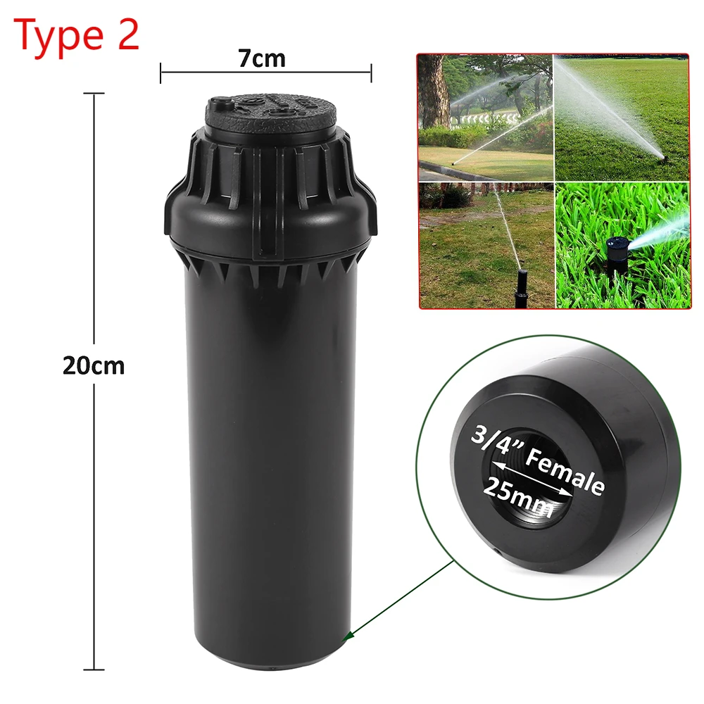 3/4 Inch Female Thread sprinkler 40&deg;~360&deg;Adjustable Garden Lawn Rotor Irrigation Sprinkler with 12Pcs Replacement Nozzle 1Pc