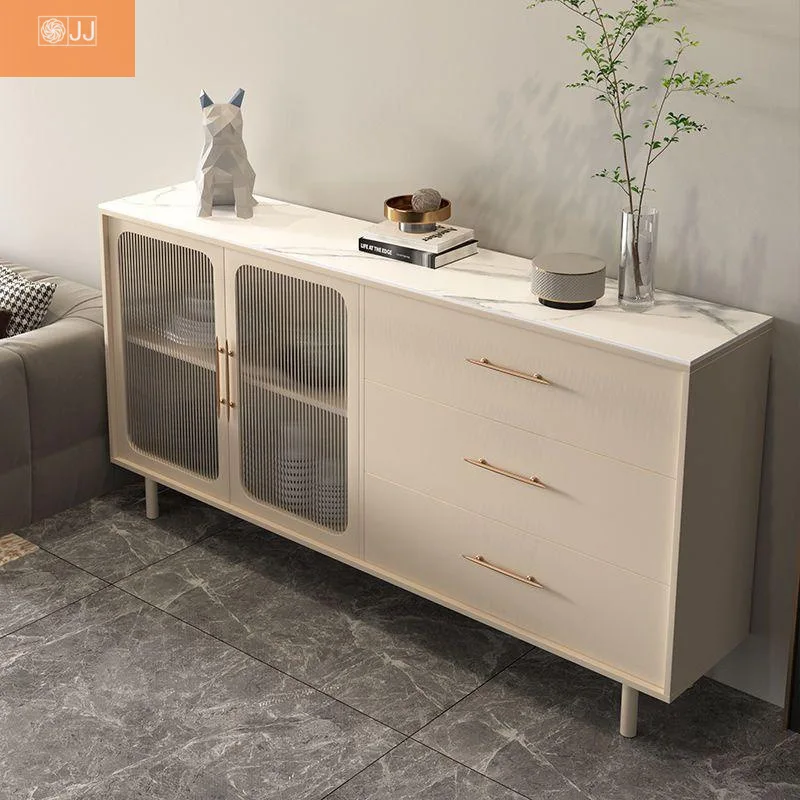 Light Luxury Cream Style Stone Plate Sideboard Storage Chest of Drawers Living Room Side Cabinet
