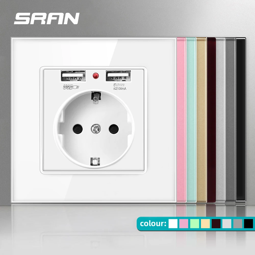 SRAN-toma de corriente con puerto de carga Usb, enchufe tipo c 2.1A 16A,  Panel de PC gris, 86mm x 86mm, Rusia, España - AliExpress
