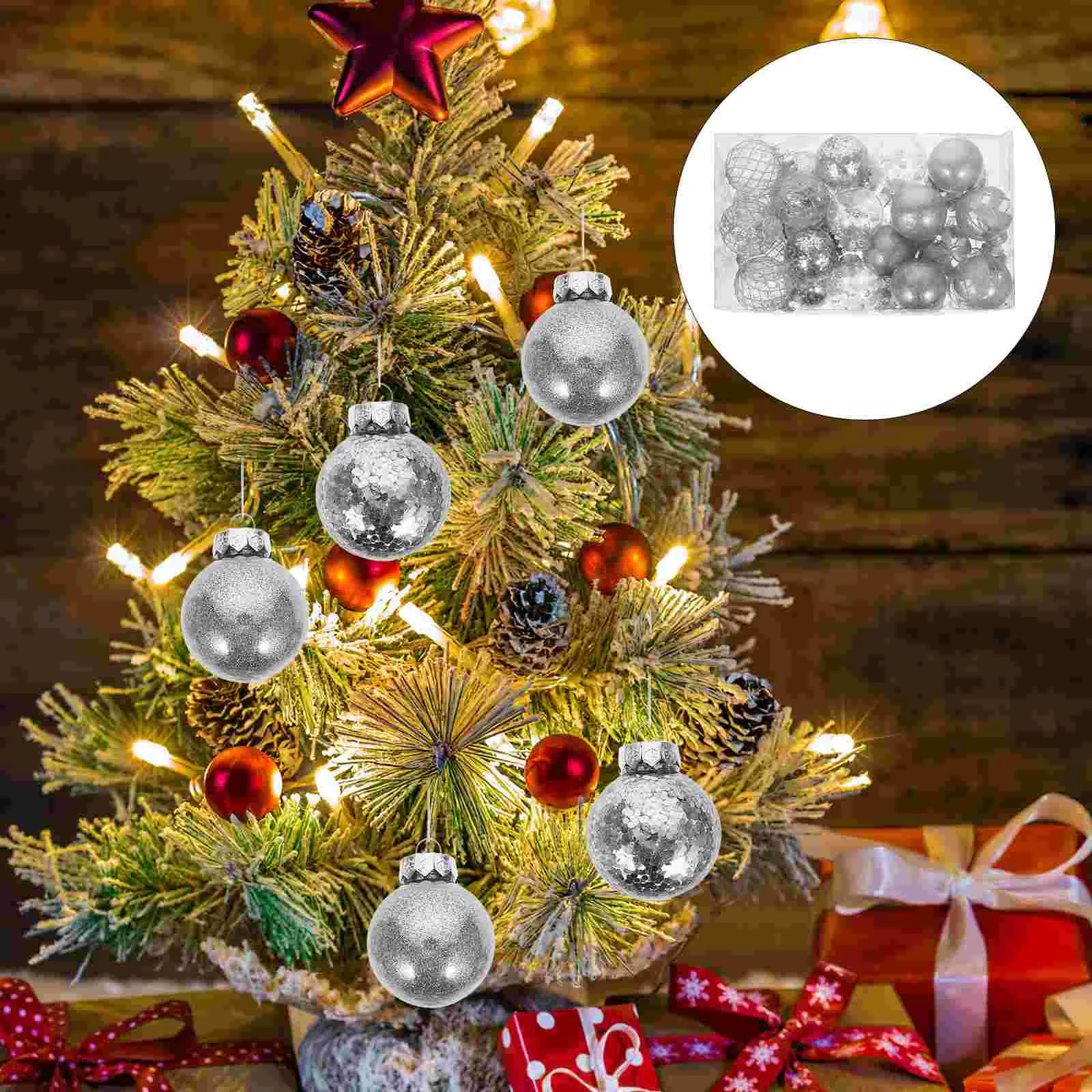 

Christmas Balls Glitter Bauble Ornaments Christmas Tree Hanging Pendent New Year Party Decorations Navidad