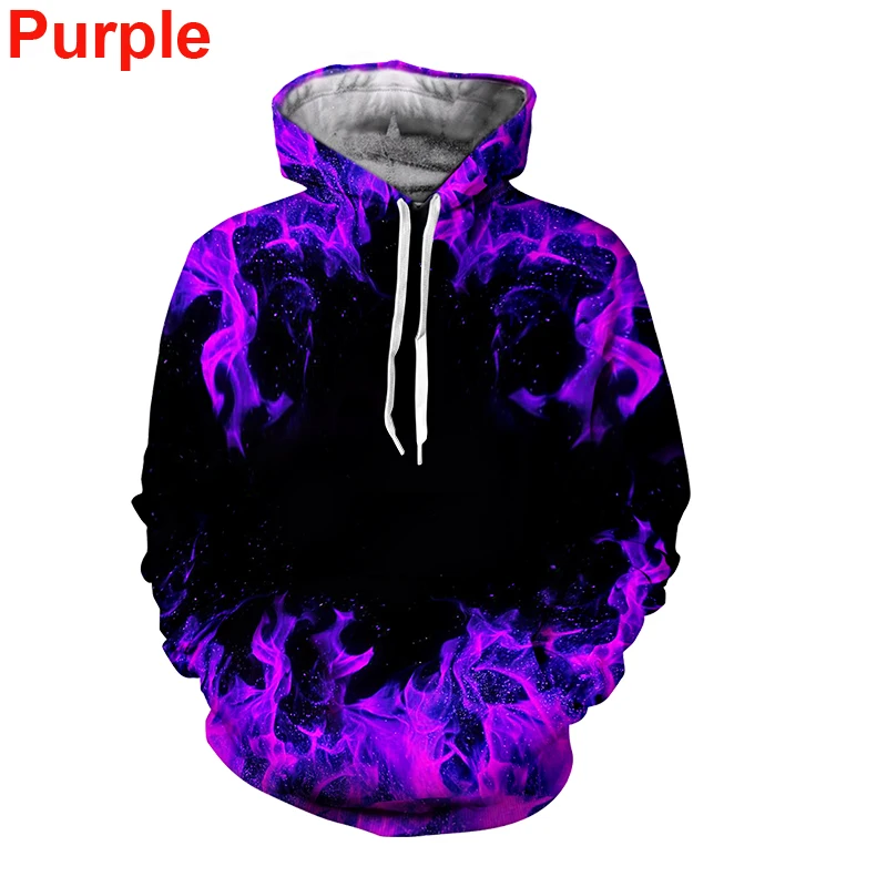 New Men's Women's Casual Hoodies 3D Digital Printing Flame Hooded Sweatshirt Plus Size