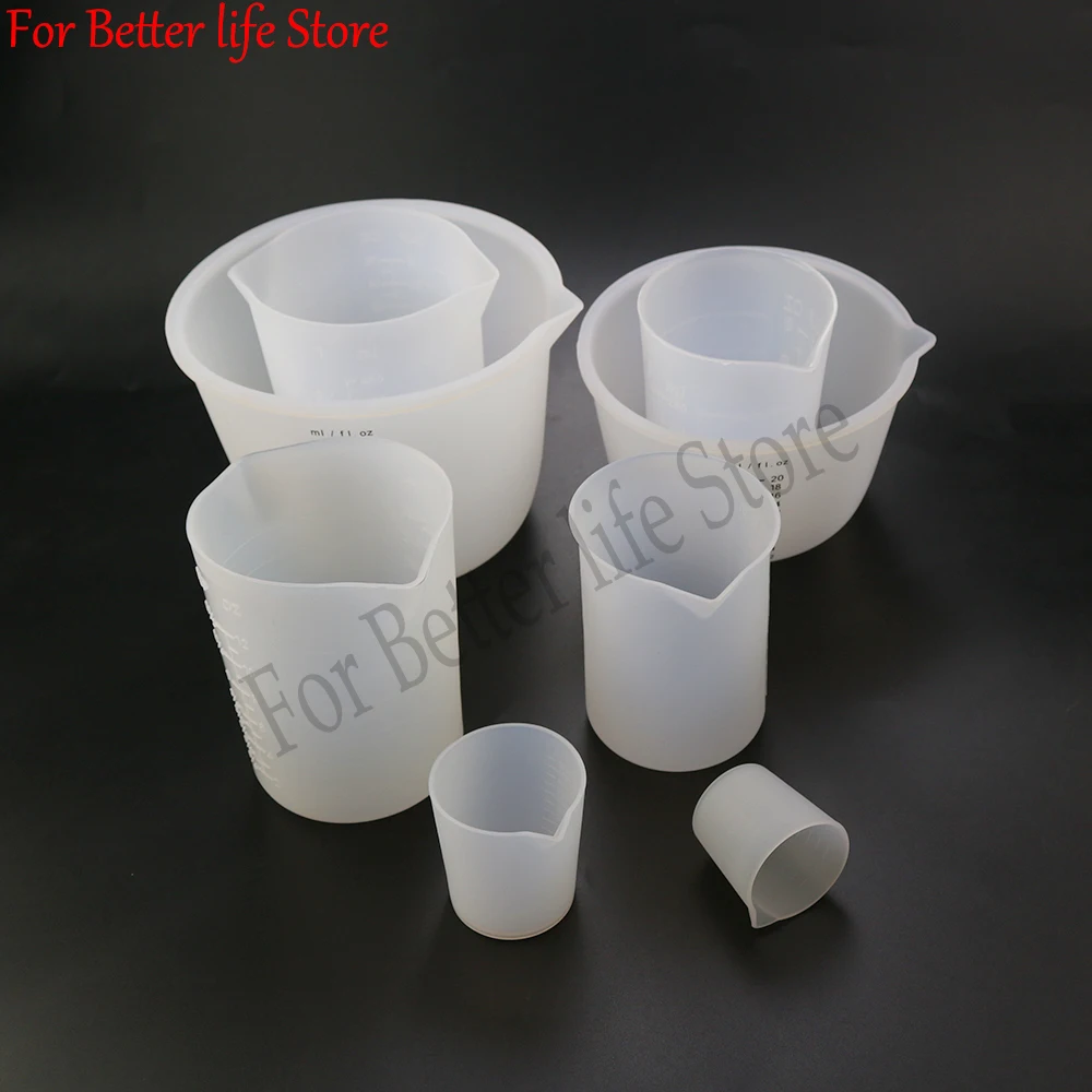 1Pcs  30ML-1000ML Silicone Measuring Cup Transparent With Scale Separating Cups DIY Cake Epoxy Resin Jewelry Making Tools