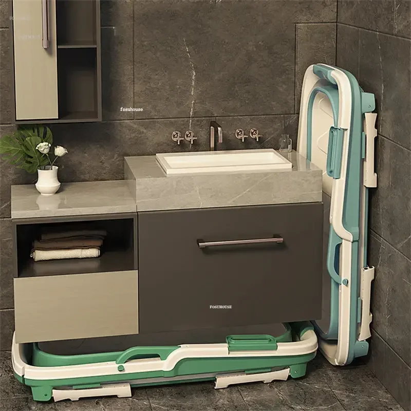 Portable Bathtub Foldable Bathing Basin Household Foaming Tub Adult Bathing Tub Adult Washing Basin Full Body Sweat Steam QR